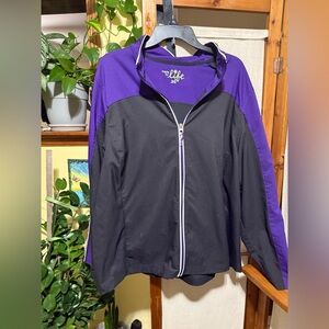 Made for Life women's full-zip activewear jacket in purple and black.